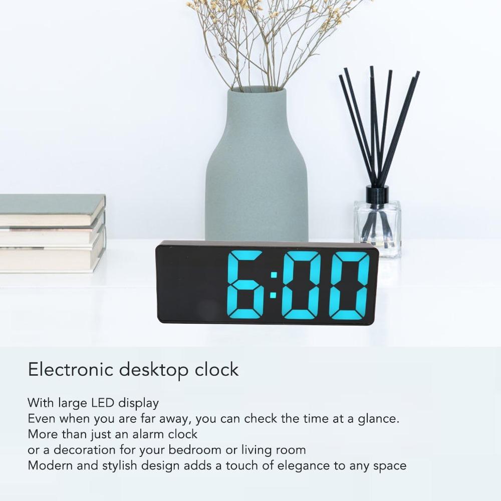 Blue Number Display Digital Alarm Clock USB Battery Powered Desktop Alarm Clock  For Bedroom
