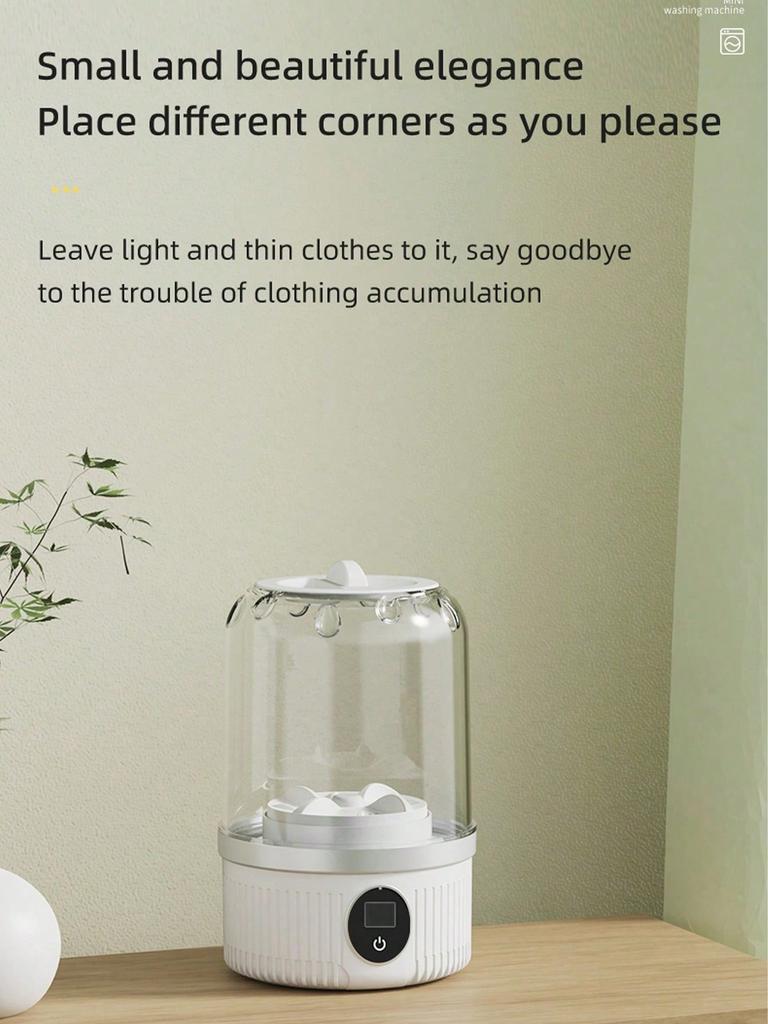 Portable Mini Washing Machine USB Rechargeable Automatic Laundry Washer with 2 Wash Modes for Travel Dorm Socks Underwear
