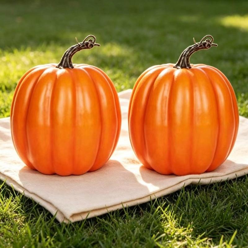 Seasonal Fall Accent Piece with Realistic Ridges and Curved Stem, Harvest Styling for Shelves, Entryway Tables, Trays, and Windowsills