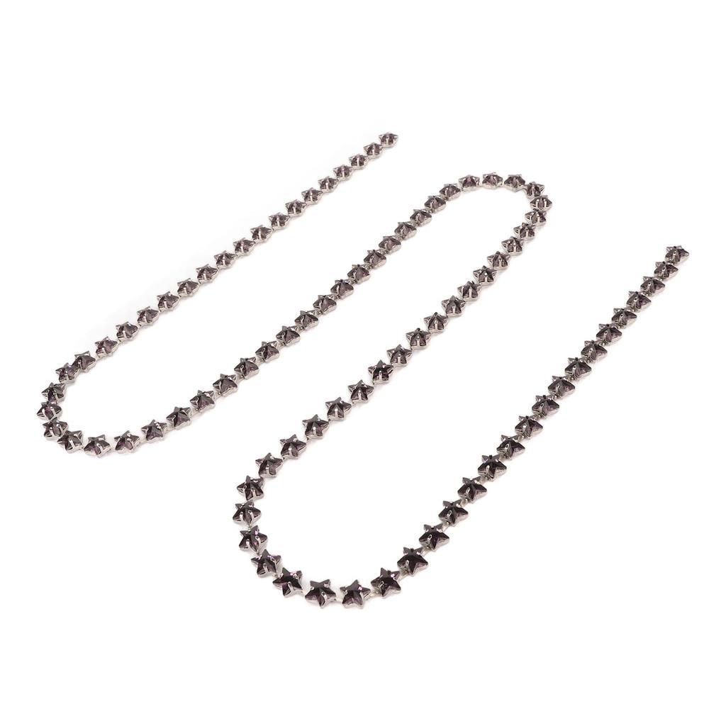 3.28ft Star Rhinestone Trim Chain 0.4in Width   Cuttable Colorfast Sew On Iron Rhinestone Claw Chain for Decoration Sewing