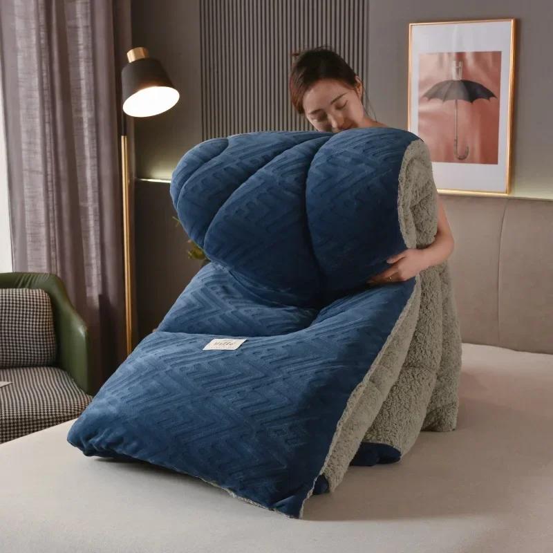 

Супер Теплое Одеяло из Овечьей Шерсти Зимнее Утолщенное Хлопковое Одеяло Теплое Хлопковое Двустороннее Бархатное Мягкое Очень Большое Одеяло 110x150cm 1.5kg