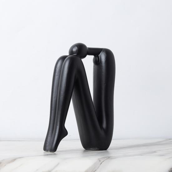 Abstrakte Strichmännchen-Figur Moderne minimalistische sitzende Mann-Harz-Statue Skulptur Haus Büro Schreibtischdekoration