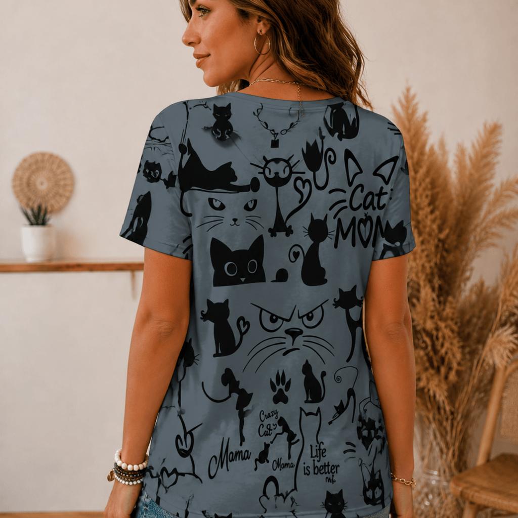 Women O‑Neck 3D Graphic Print T‑Shirt Short Sleeve Lightweight Summer Casual Loose Ladies Tops
