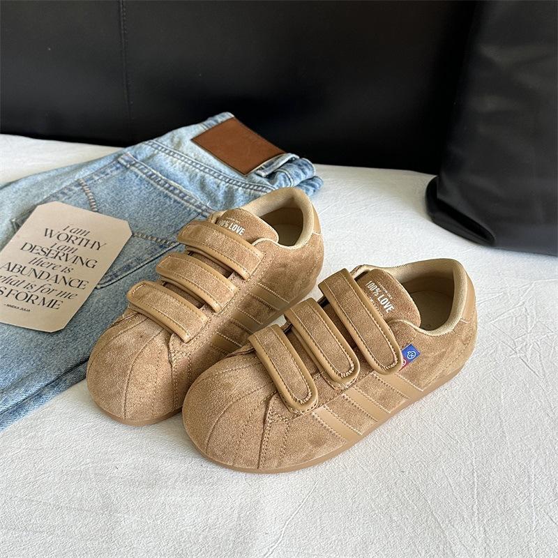[Uncle Shoes] Brown new platform autumn retro sports shoes Velcro Dexun shoes women's fashion casual board shoes
