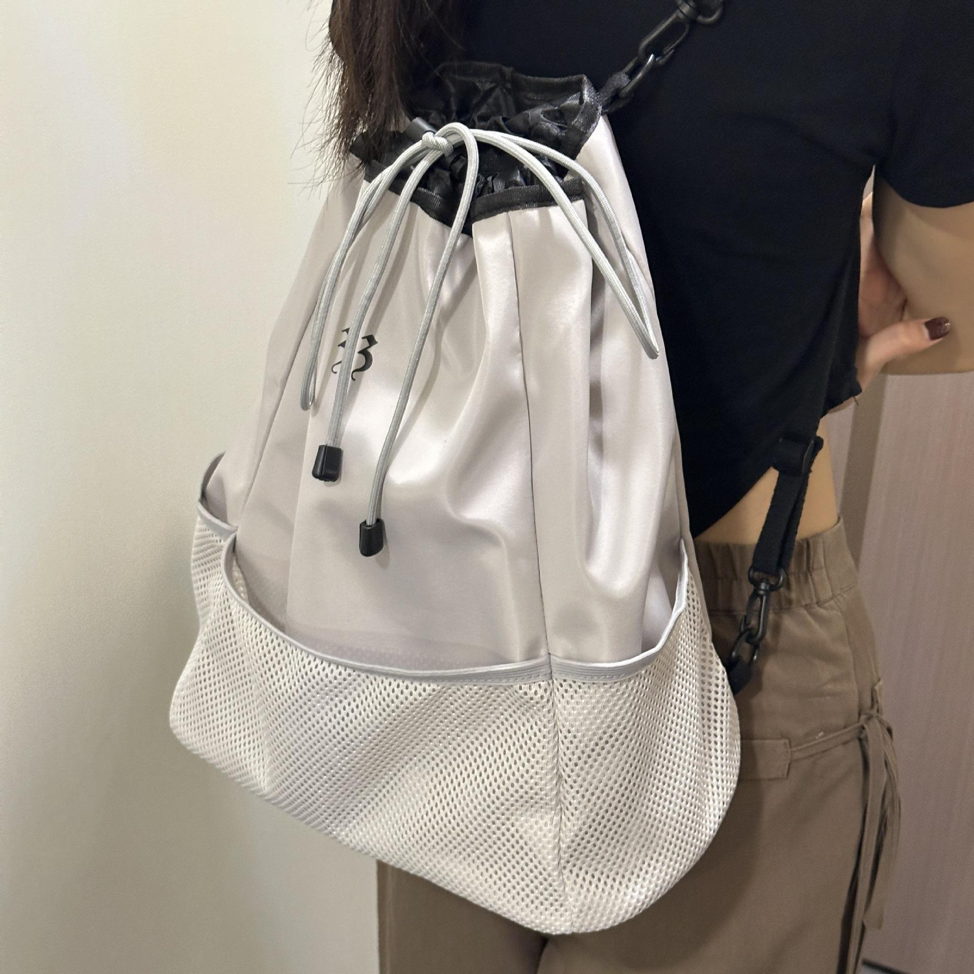 Waterproof Oxford Cloth New Backpack, Large Capacity Sports Backpack, Drawstring Versatile for Women 32.6/38/15 светло-серый