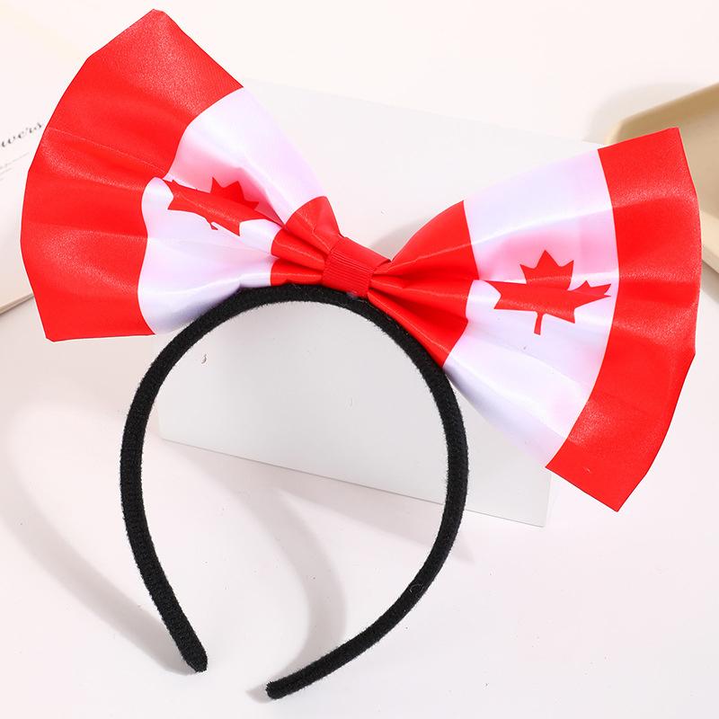 Flag Bow Headband For Women, Patriotic Flags Headband, Canada Flag Bow Hair Accessory, Be Suitable For World Cup Party Supplies