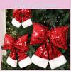 Mirror Glitter Bow Plush Pendant For Hotel Window Decor