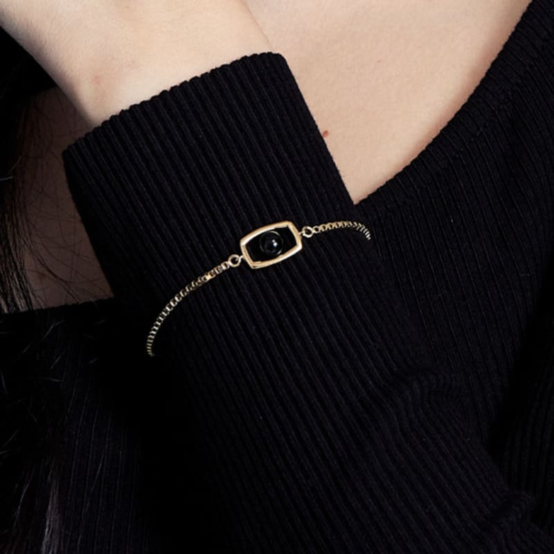 BONAFIDE JEWELRY Bracelet Rectangle OVNI Onyx (Or)