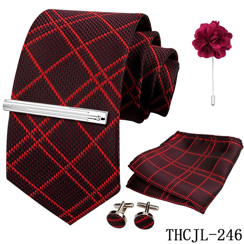 Men'S Business Dress Tie 5-Piece Groom Best Man Dress Accessories Gaowei Dense Jacquard Tie Worker