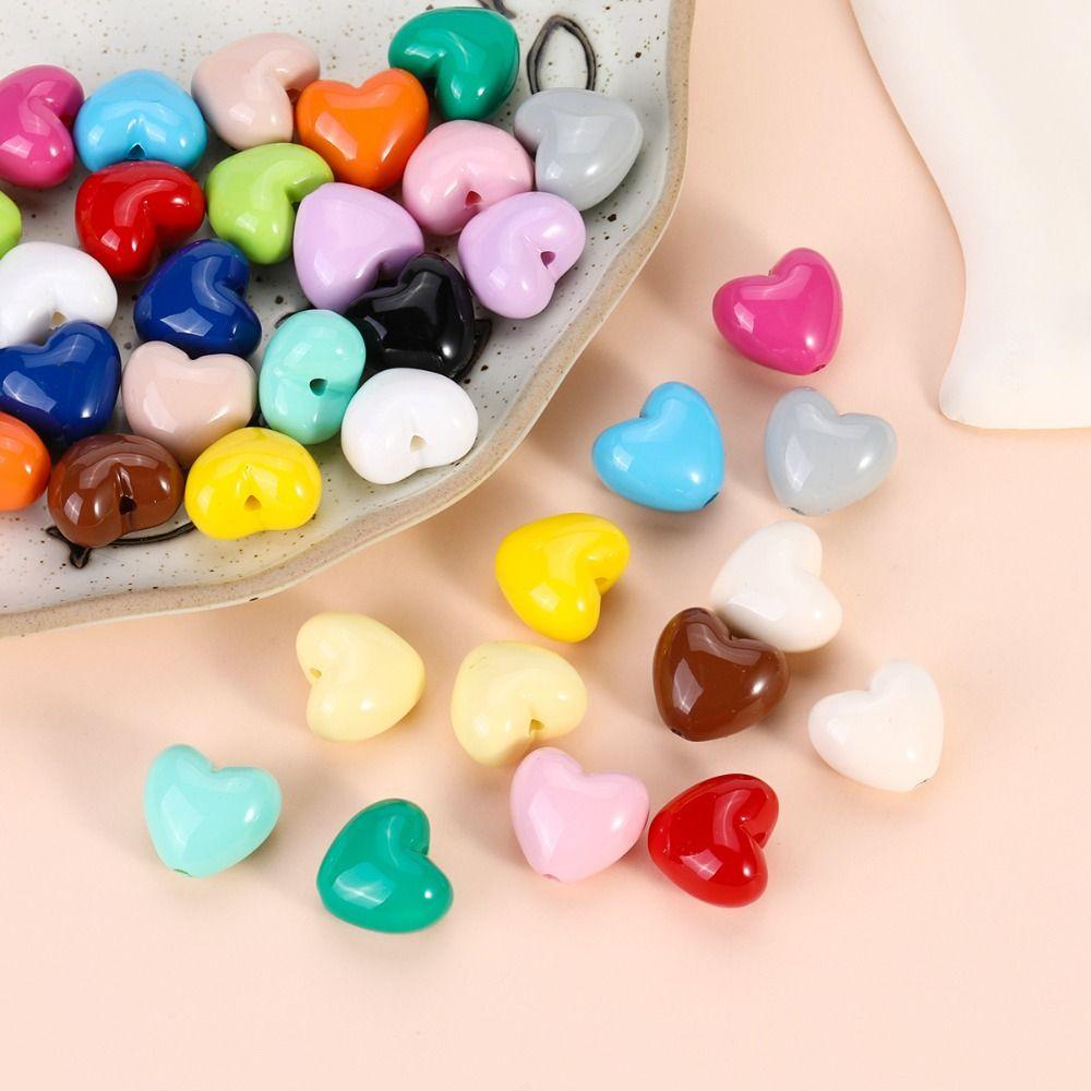 10pcs Multipurpose Heart Shape Beads Acrylic Craft Beads DIY Spacer Beads Craft Supplies