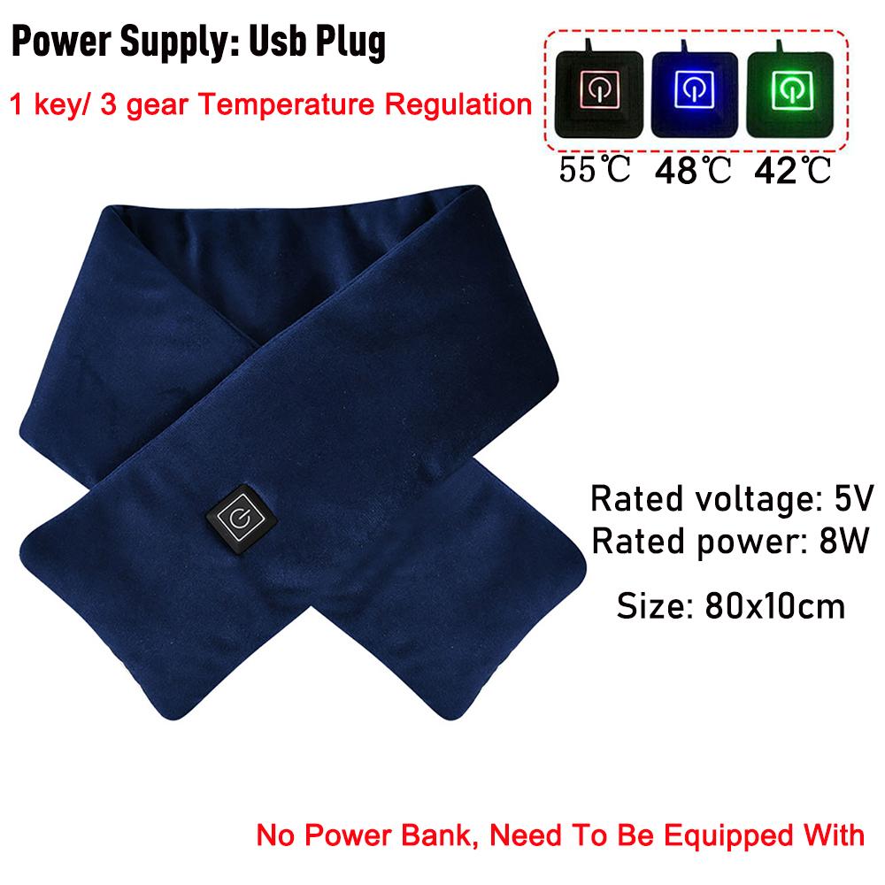 USB Women Men Heating Scarf Temperature Scarf 3 Gears Adjustable USB Charging Heat Control Neck Warmer For Cycling Camping