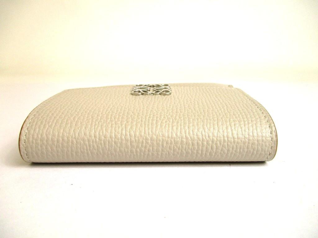 Authentic LOEWE Anagram Light Gray Leather Business Card Holder #a874  Refurbished