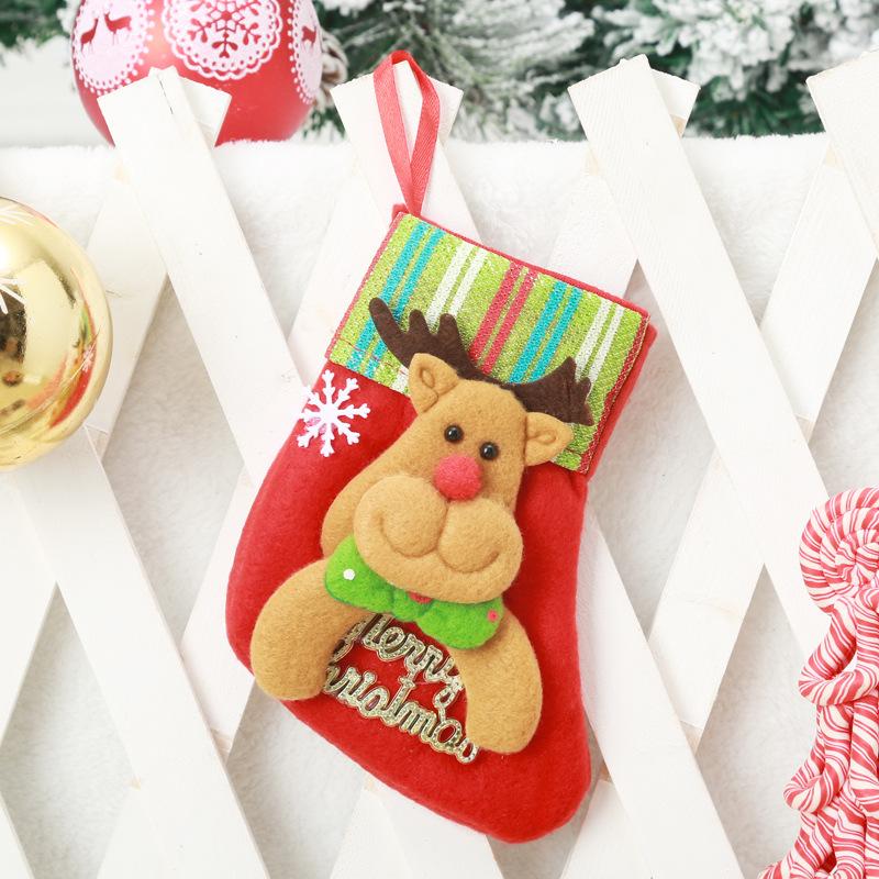 Christmas Decoration Supplies Cartoon Old Man Letter Socks Children's Gifts Candy Bag Christmas Tree Striped Pendant