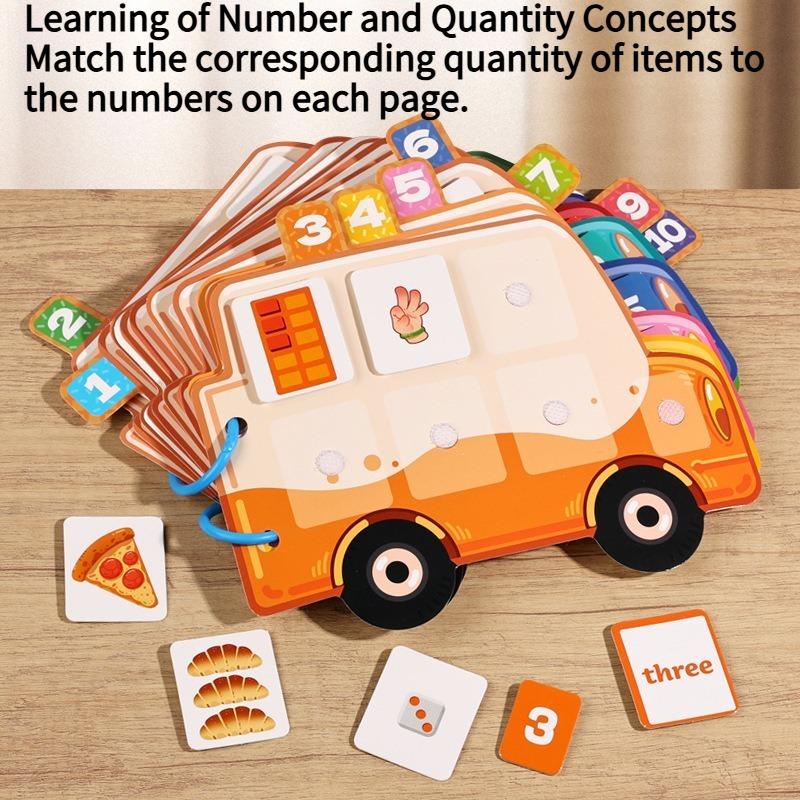 1SET car theme baby 1-10 digital learning quiet book early education educational science and education paper toys