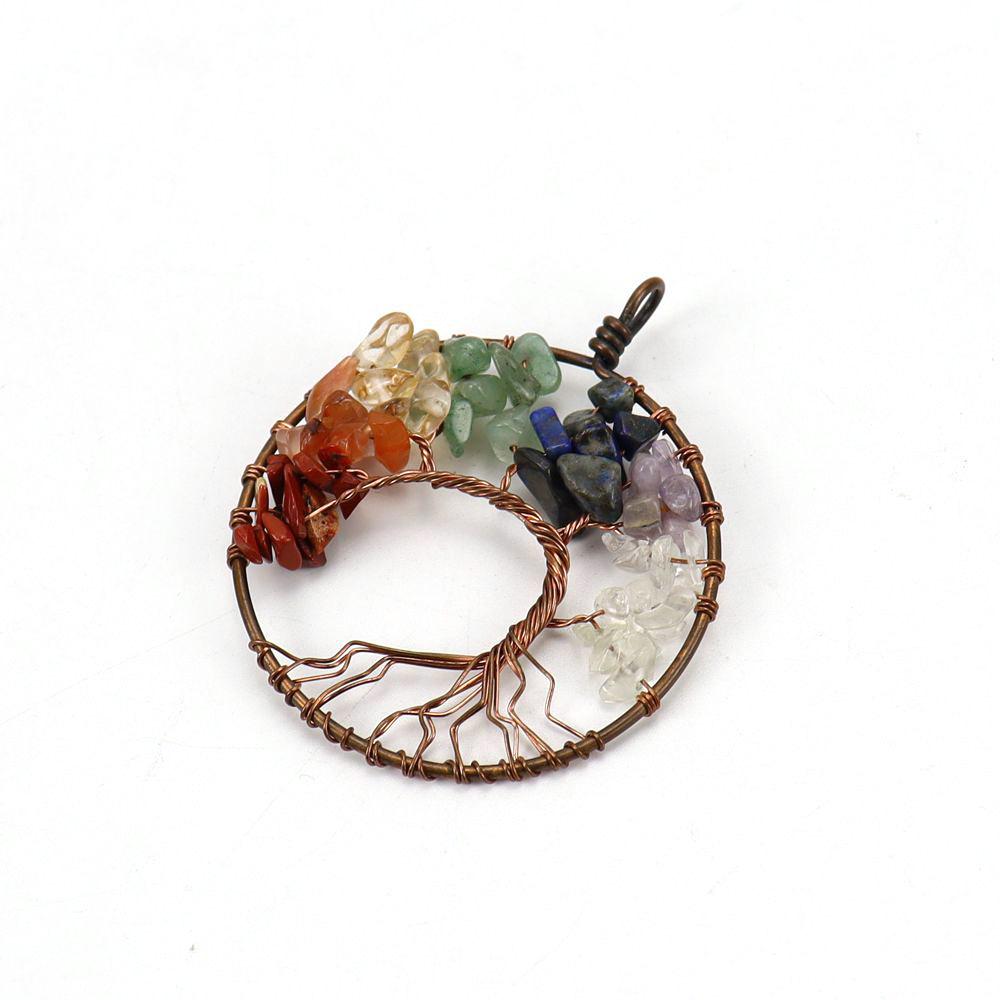Jewelry Natural Gravel Crystal Tree Of Life Colorful Natural Stone Fortune Tree Love Necklace Pendant N151
