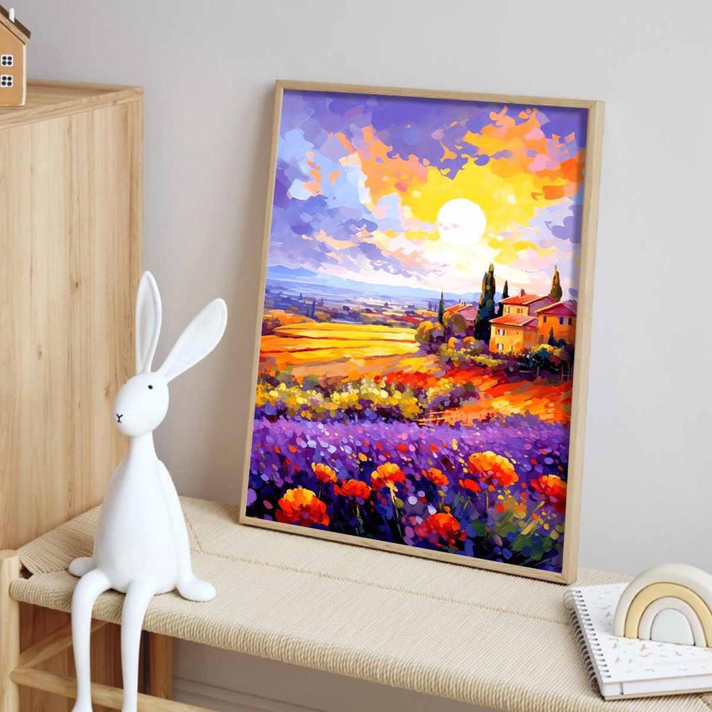 Oil Painting Style Diamond Art Set, 5D Landscape DIY Full Diamond Crystal Painting Cross Stitch Craft Decoration Home Wall Ornaments