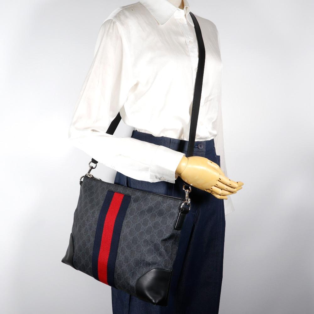 GUCCI Messenger bag Shoulder Bag 474139 black GG Supreme Canvas unisex Used