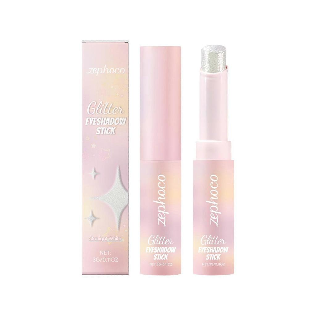 Zephoco Flash Eyeshadow Stick Series Eyeshadow Multicolor Crystal Sequins Cream Waterproof Long-Lasting Portable Eyeshadow Stick