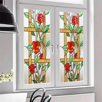 Stained Glass Window Sticker Decorative DIY Retro Glass Film Electrostatic Frosted Self-adhesive Without Adhesive Window Film