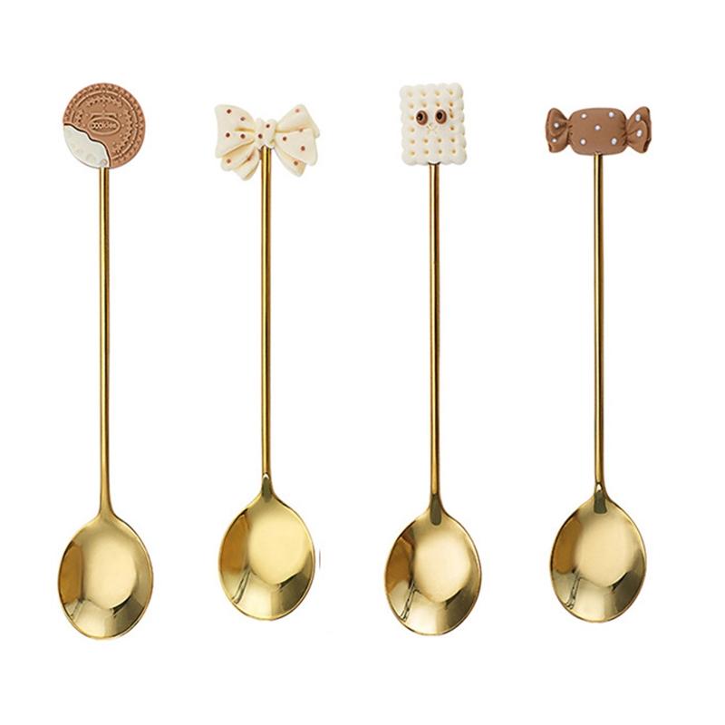 Stainless Steel Spoon Dishware with Electroplate Gold Coating Food Grade Ice Cream Spoon Espresso Spoons Tableware 1