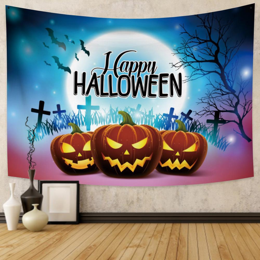Home Decor Tapestry Witch Pumpkin Halloween Party Ation  Living Room Bedroom Wall  Backdrop Fabric