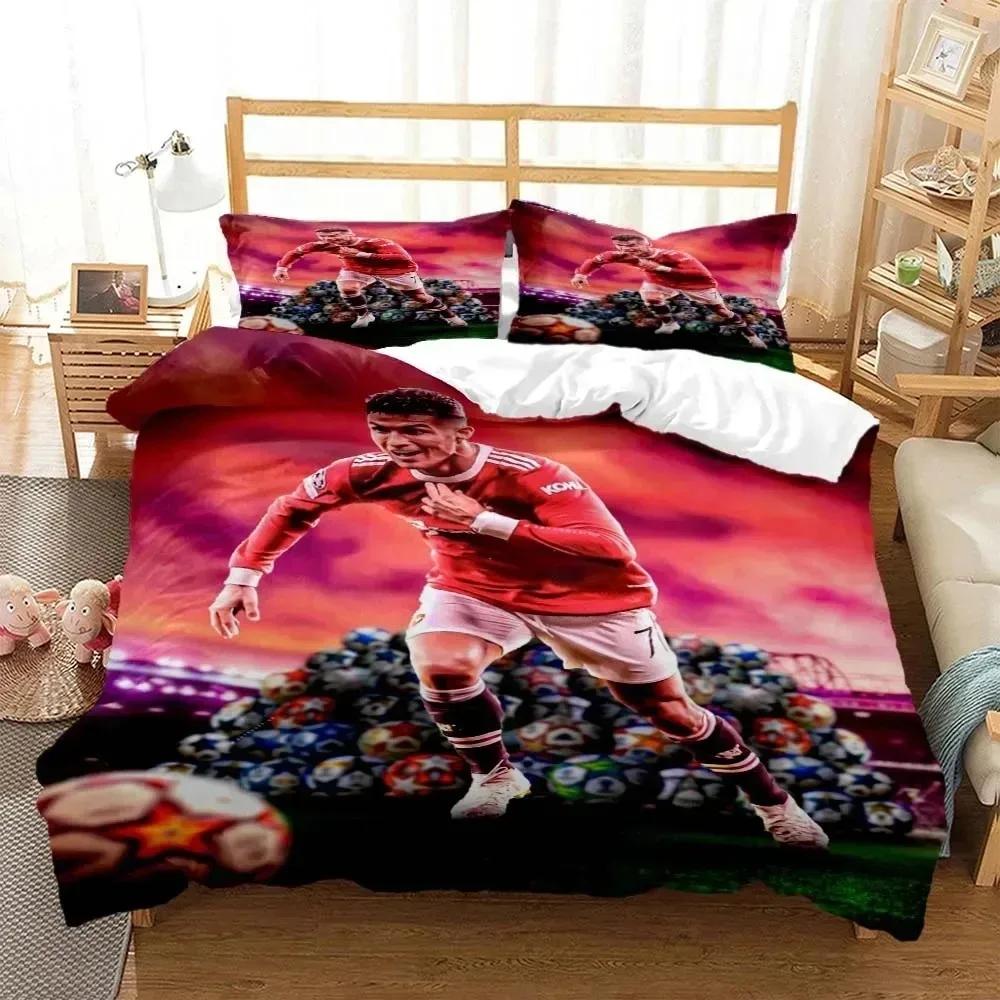 3D Print Football Star Cr7 Bedding Set Boys Girls Twin Queen Size Duvet Cover Pillowcase Bed Adulthome Textile