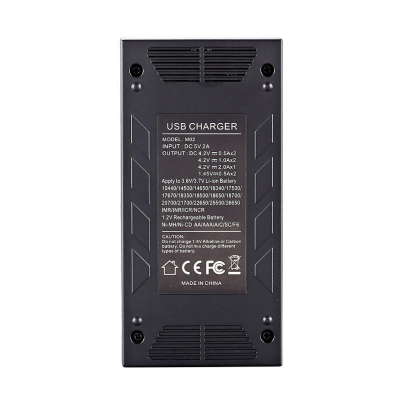 Universal Rechargeable Battery Charger Charging Adapter USB 2-Slot Battery Charging Tool for 18500/18650/18700/20700