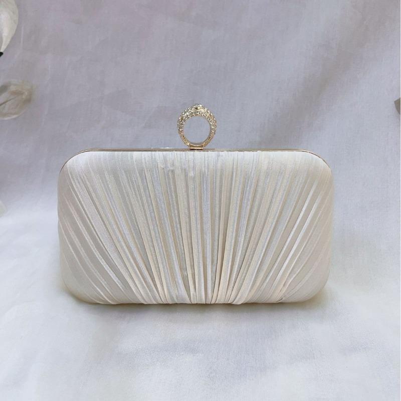 

Dinner bag Ring pleated women s square pleated clutch bag Celebrity dress Underarm evening bag абрикосовий