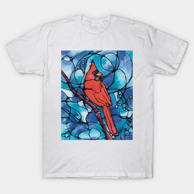 Men Black Print T-shirt Red Cardinal No-Cut Transfer Paper Print Cotton Tshirt 2XL белый