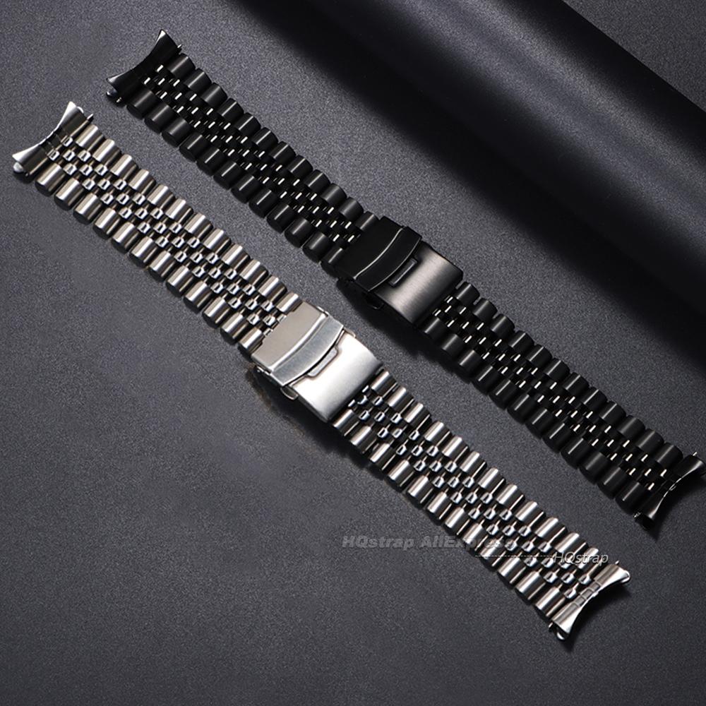 2026 Curved End Stainless Steel Bracelet 18mm 20mm 22mm Strap Folding Buckle Metal Replacement Band for Men Women Accessories