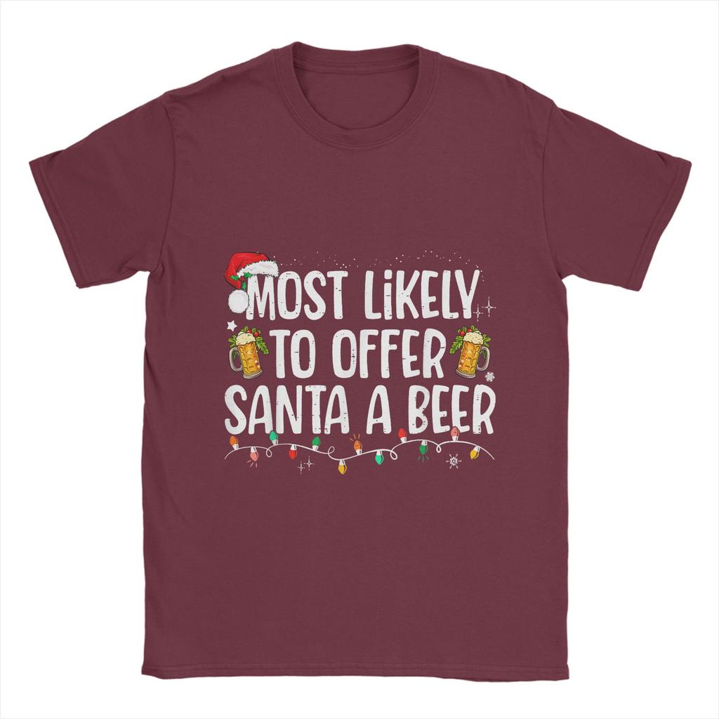 Funny Christmas and beer T-Shirts Men O Neck 100% Cotton T Shirts  Short Sleeve Tees Summer Clothes