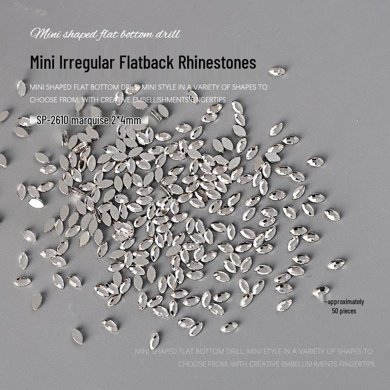 

50 шт. Мини-стразы неправильной формы с плоской задней стороной: Блестящие Сердечки и Прямоугольники Бриллианты Украшения для Нейл-арта, Белые