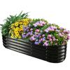 17 Tall Outdoor Garden Raised Bed Kit 5ft X 2ft Oval Metal Planter Box for Flowers Herbs Vegetables Black 60X24X16.5 Inches 0.8