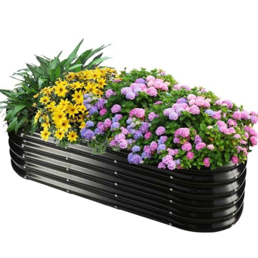 

17 Tall Outdoor Garden Raised Bed Kit 5ft X 2ft Oval Metal Planter Box for Flowers Herbs Vegetables Black 60X24X16.5 Inches 0.8 United States