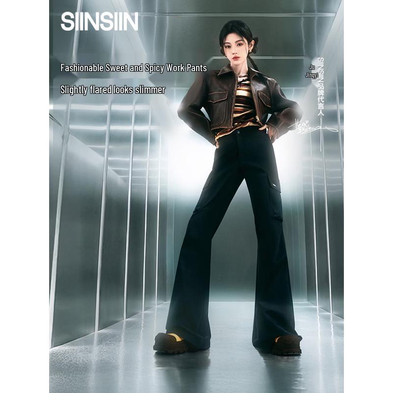 SIINSIIN Women s Slimming Quick-Dry Micro-Flared Cargo Pants L