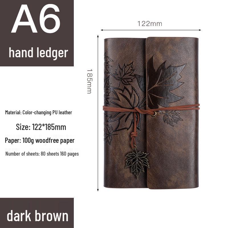 Retro Ribbon Tie Tri-fold Loose-leaf Notebook - Student Travel Notepad & Stamp Book