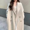  autumn and winter new over-the-knee loose silhouette coat medium and long thickened small thickened imitation woolen coat women