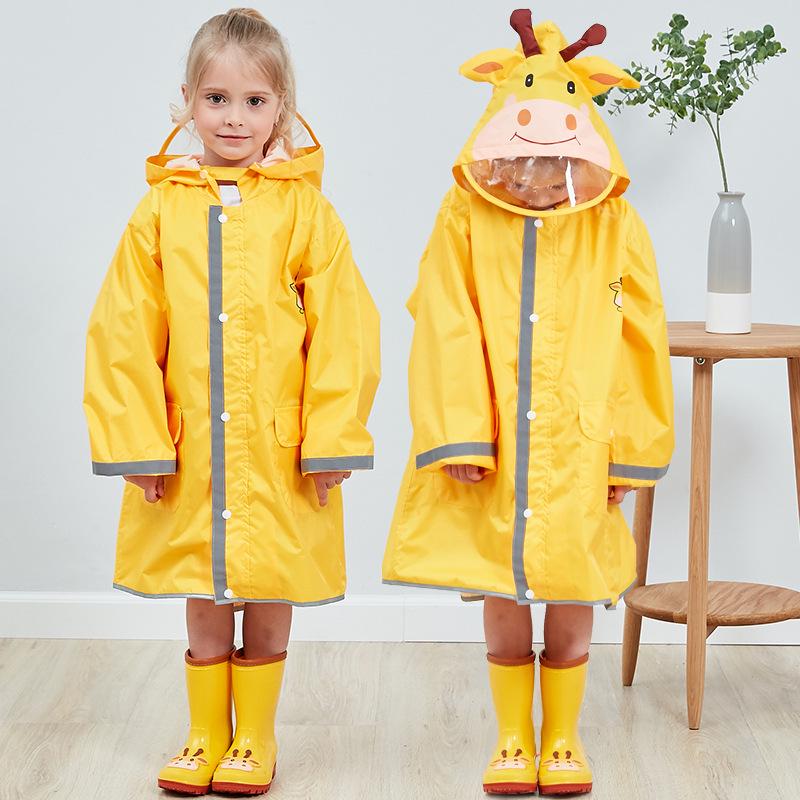 3D Children's Raincoat with Large Brim and Safety Reflective Strips for Boys, Girls, and Babies
