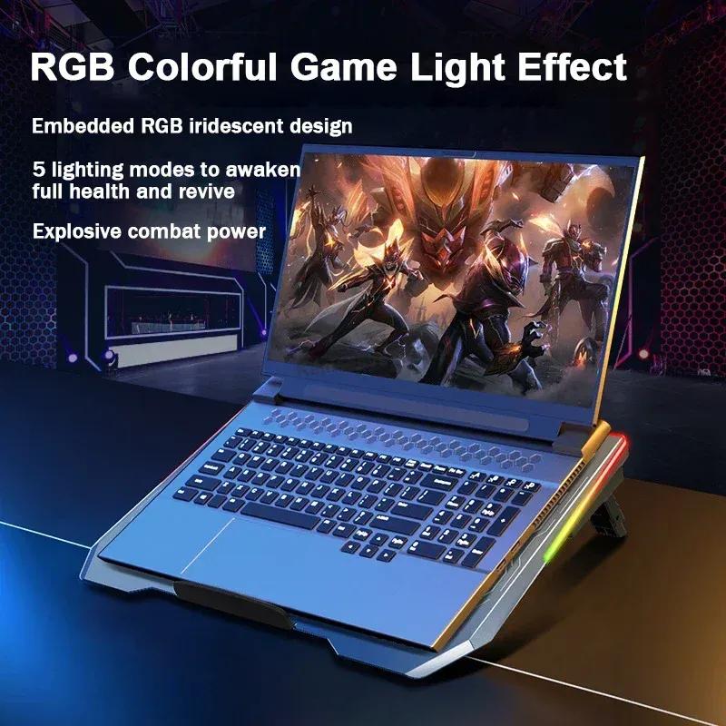 Ice Demon Notebook Air-cooled Cooling Pad with RGB Colorful Light 3 Fans Cooling Radiator Bracket Suit for 12.1-17.3 Inch Laptop