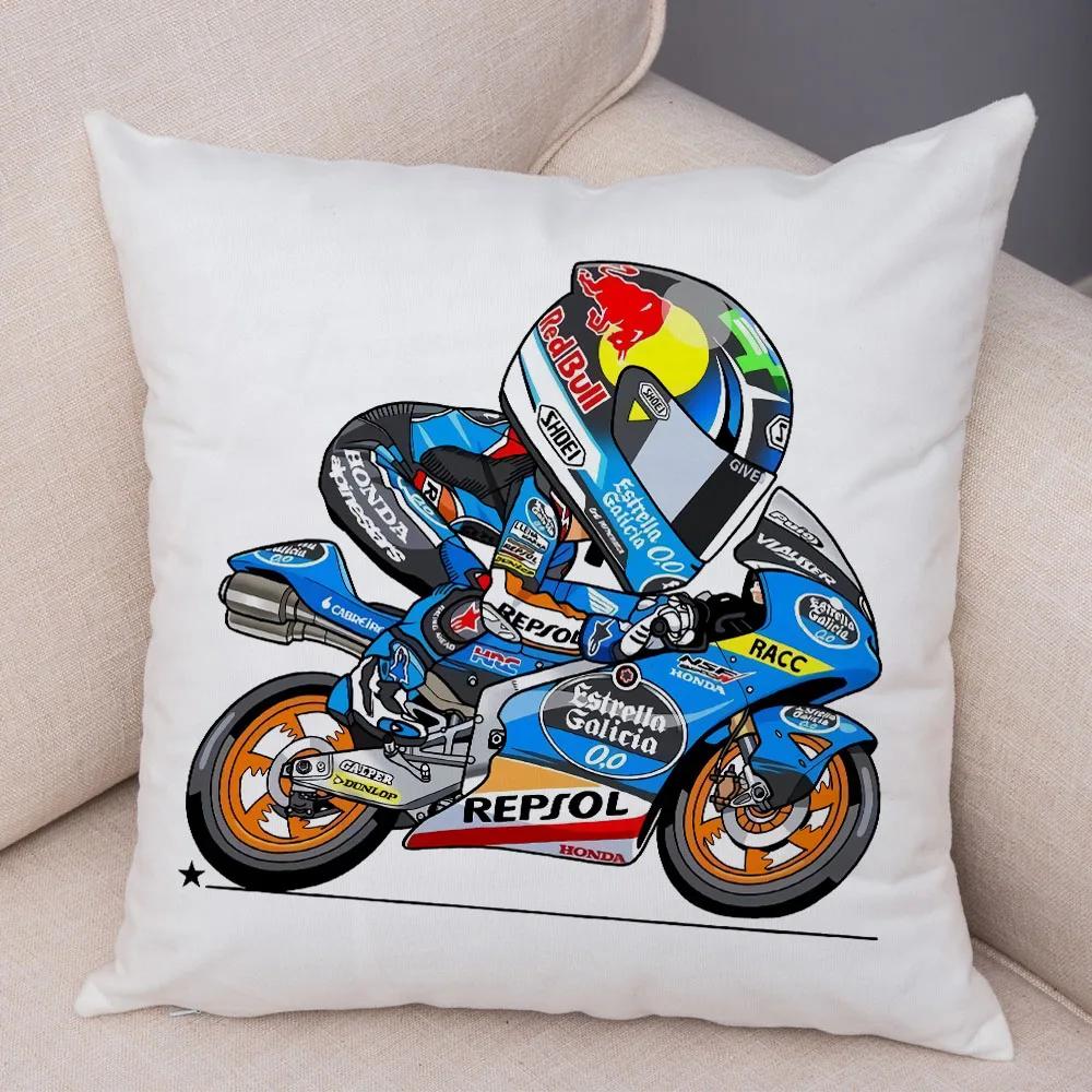 Cartoon Sport Motorcycle Cushion Cover Super Soft Short Plush Mobile Bike Pillow Covers Pillow Case For Sofa Home Car Pillowcase