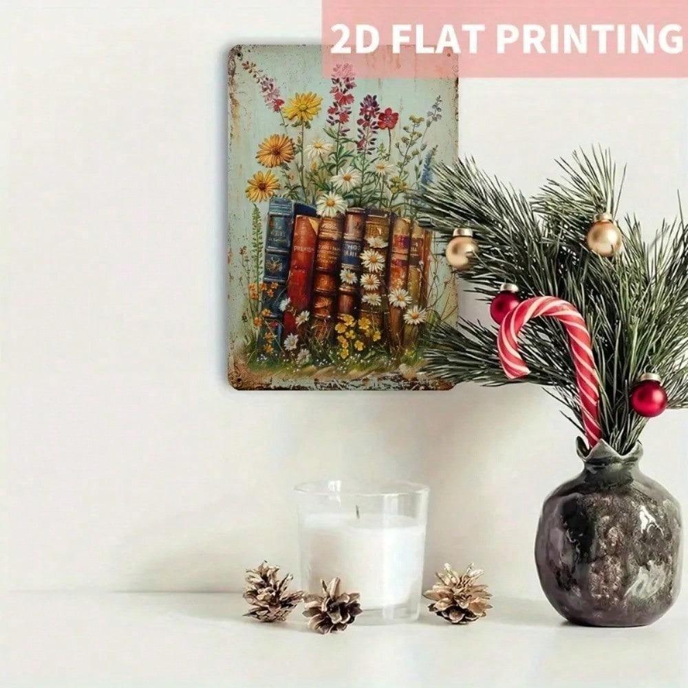 Vintage Rustic Blooms Metal Wall Art 8x12 Inch Farmhouse Iron Plaque For Study Living Room Decor