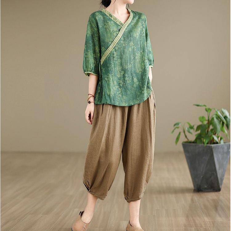 2PC Summer Suit Women Big Yards T-shirt Pants Two-piece Comfortable Short-sleeved Top and Longs Pants Loose Casual Suit