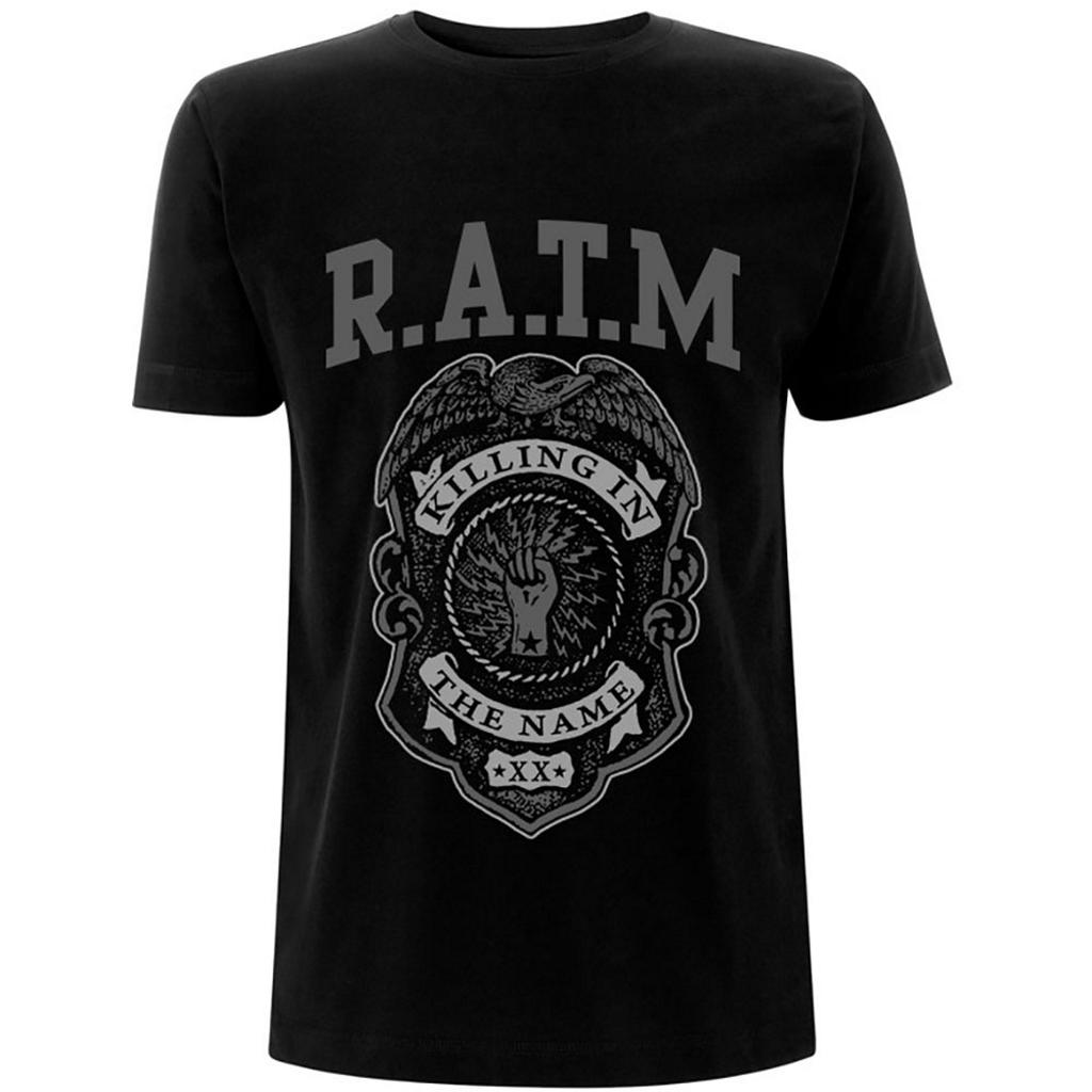 Rage Against The Machine 'Grey Police Badge' (Black) T-Shirt