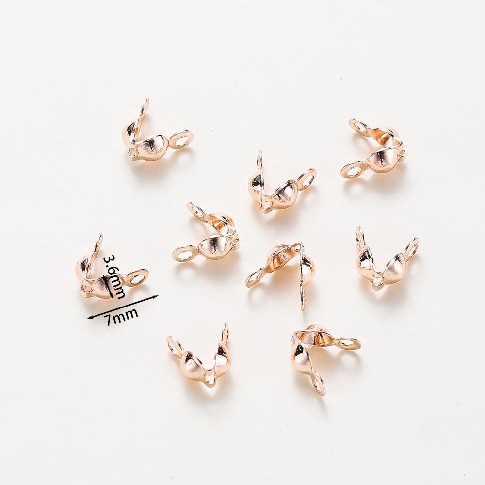 14K 18K Real Gold Plated Double-Cup Bead End Clasp Beads Open Cover Crimp Connector Bead For DIY Jewelry Making Necklace Compont