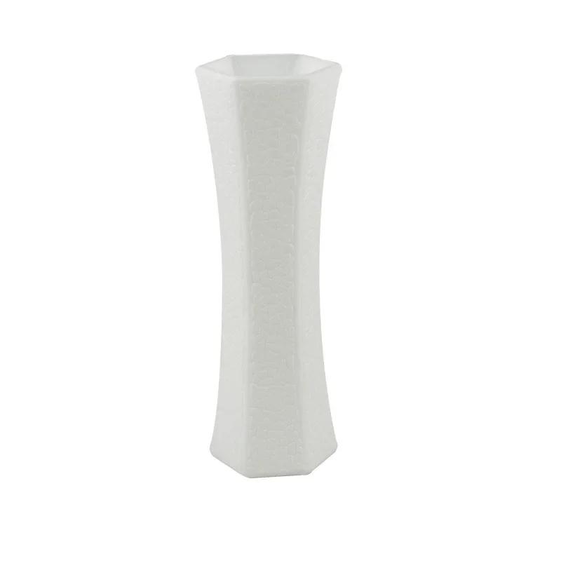Plastics Vase For Flowers Plastics Flower Vases Unbreakable Modern Ceramic Look Geometric Ceramic Look Vase For Home Office Cafe
