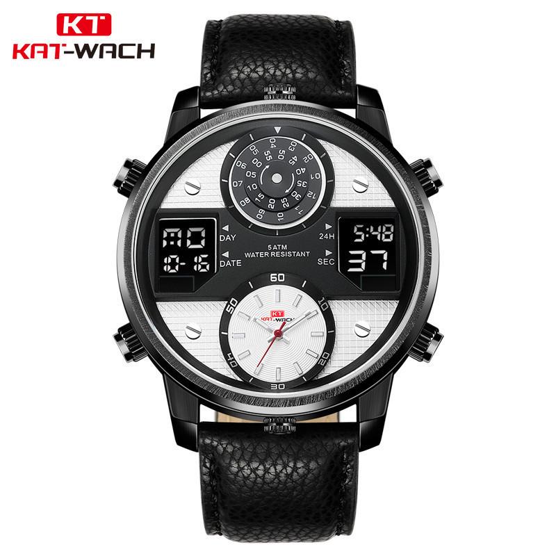Large Dial Watch Men's Black Technology Multifunctional Waterproof Luminous Sports Student Quartz Electronic Watch