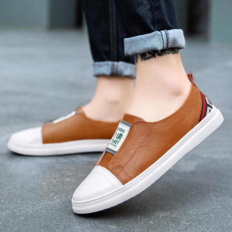 Fashion Comfortable Summer Skate Shoes New Light Casual Shoes for Men Breathable Flats Mens Classic Sneakers Slip on Man Leather Shoes