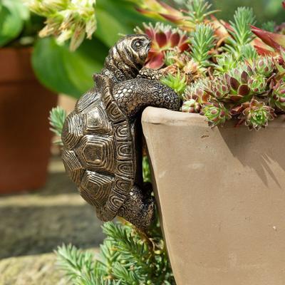 Resin Tortoise Ornament Flowerpot Climber Retro Style Plant Pot Edge Dinosaur Figurine for Planters Vases Fences Shelves Indoor Outdoor Decor