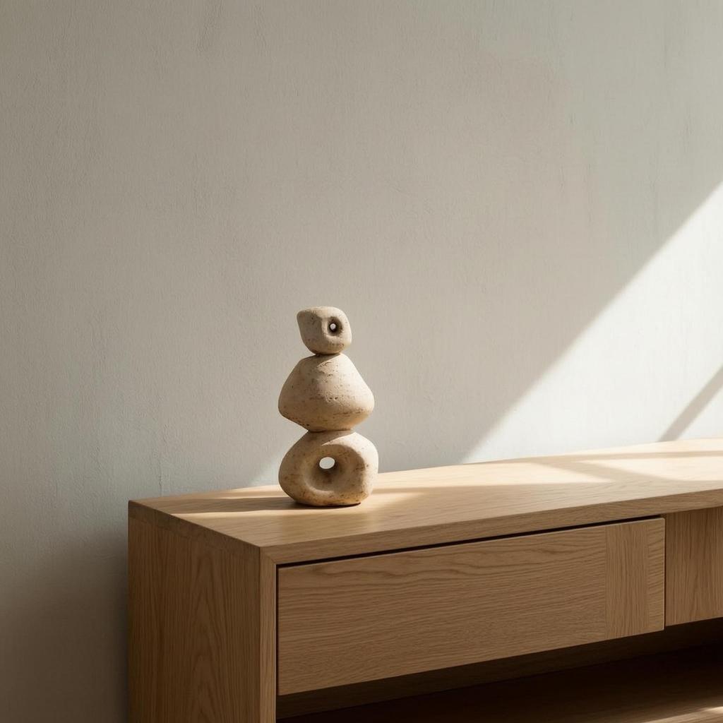 Abstract Sculpture Minimalist Geometric Textured for Shelf, Residents