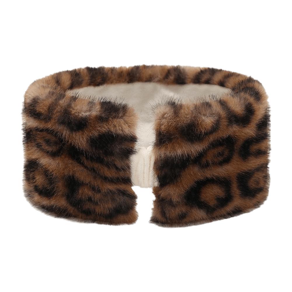 Windproof Leopard Print Headband Coldproof Ear Warmer Vintage Elastic Headband Winter